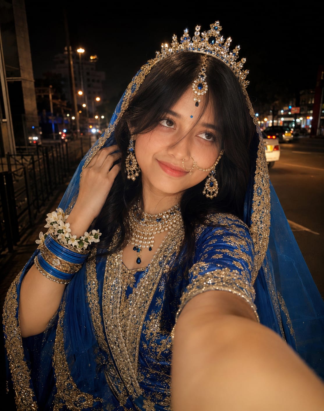 Blue Gold Bridal AI Photo